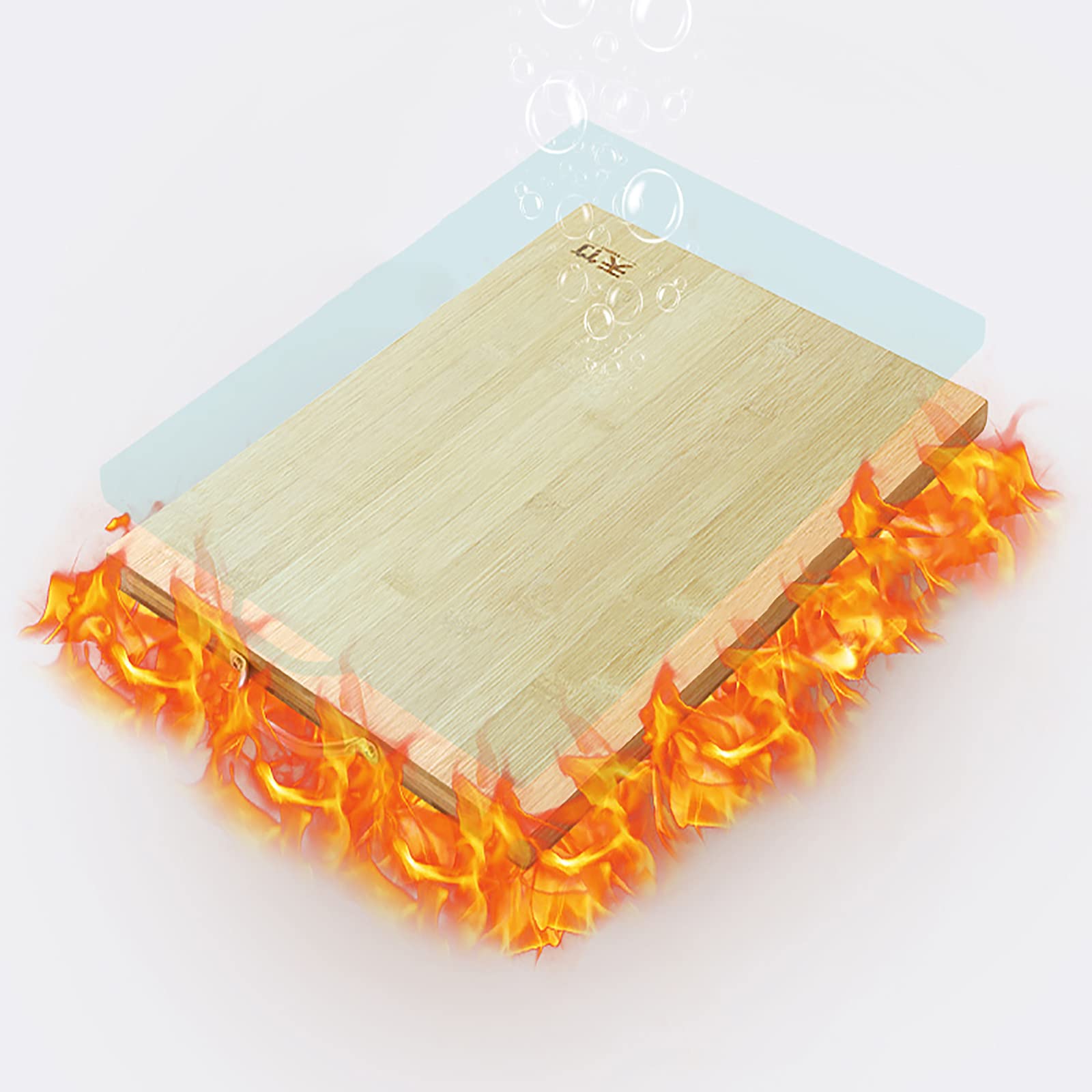 DMCE Reversible Natural Bambú Tabla De Corte,Sostenible Tajadera,para Carne Queso Verduras-A 46x34x1.8cm