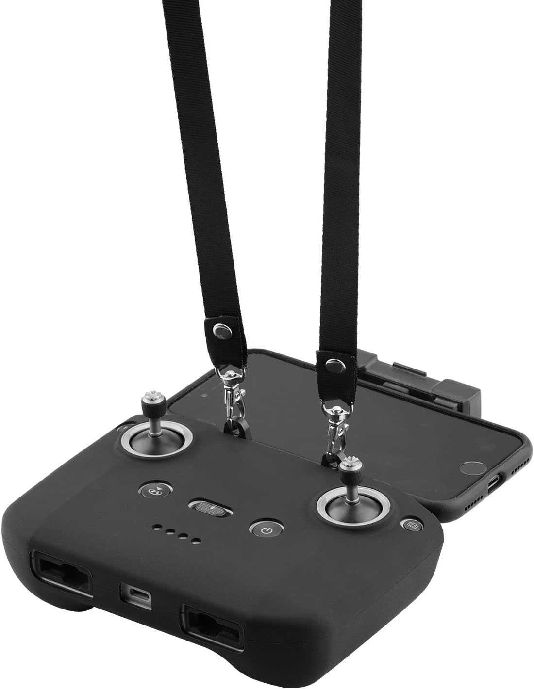 Protective Silicone Case Cover Sleeve with Lanyard and Anti-Fall Strap Clip for DJI Mini 3 Pro, Mavic 3, Air 2S, Mavic Air 2 and DJI Mini 2 Drone Remote Controller Accessories (Black)