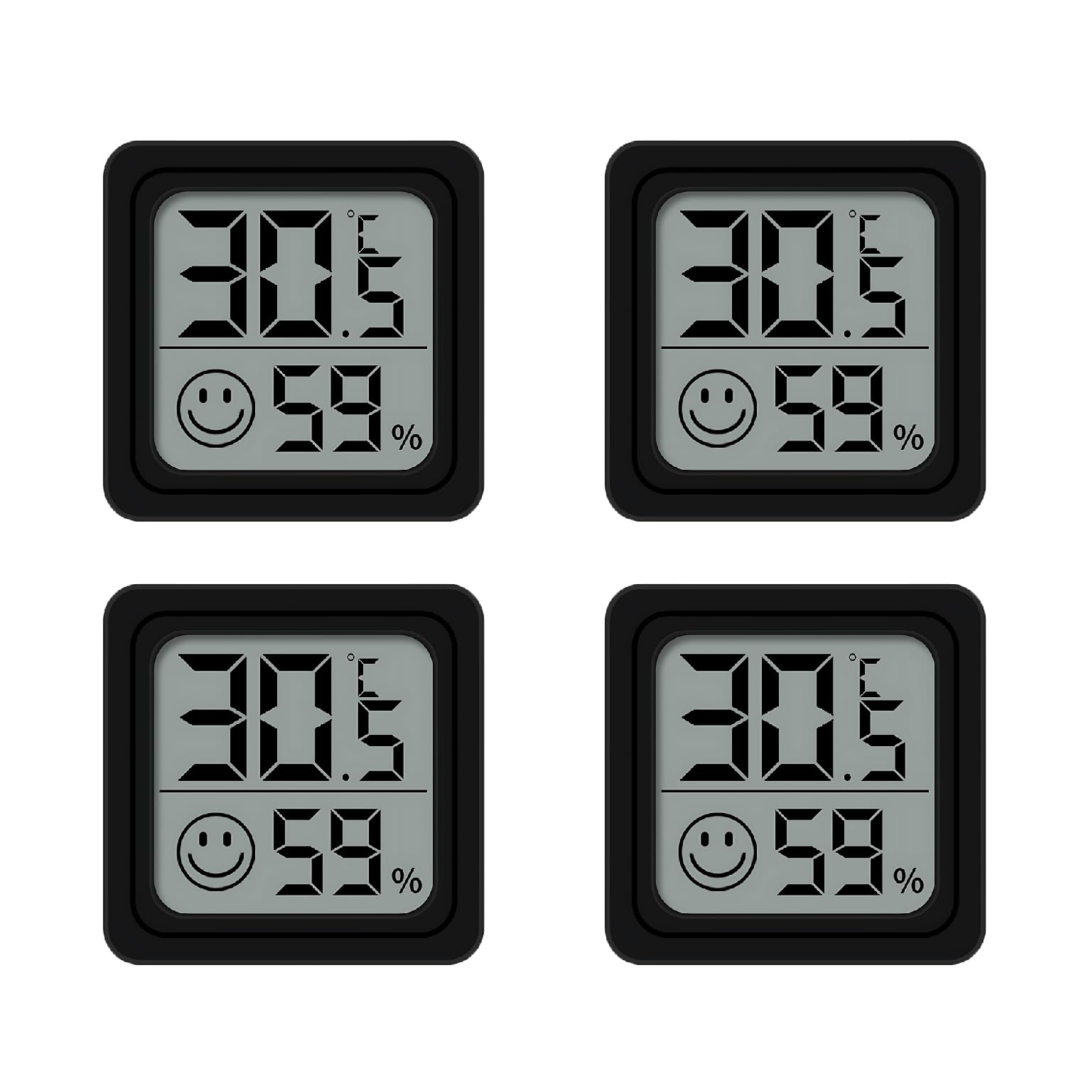 4 Pack Room Thermometer Hygrometer, Indoor Humidity Meter LCD Digital Hygrometer Thermometer Humidity Meter Temperature Gauge for Indoor Greenhouse Temperature Sensor Monitor For House(with Battery)