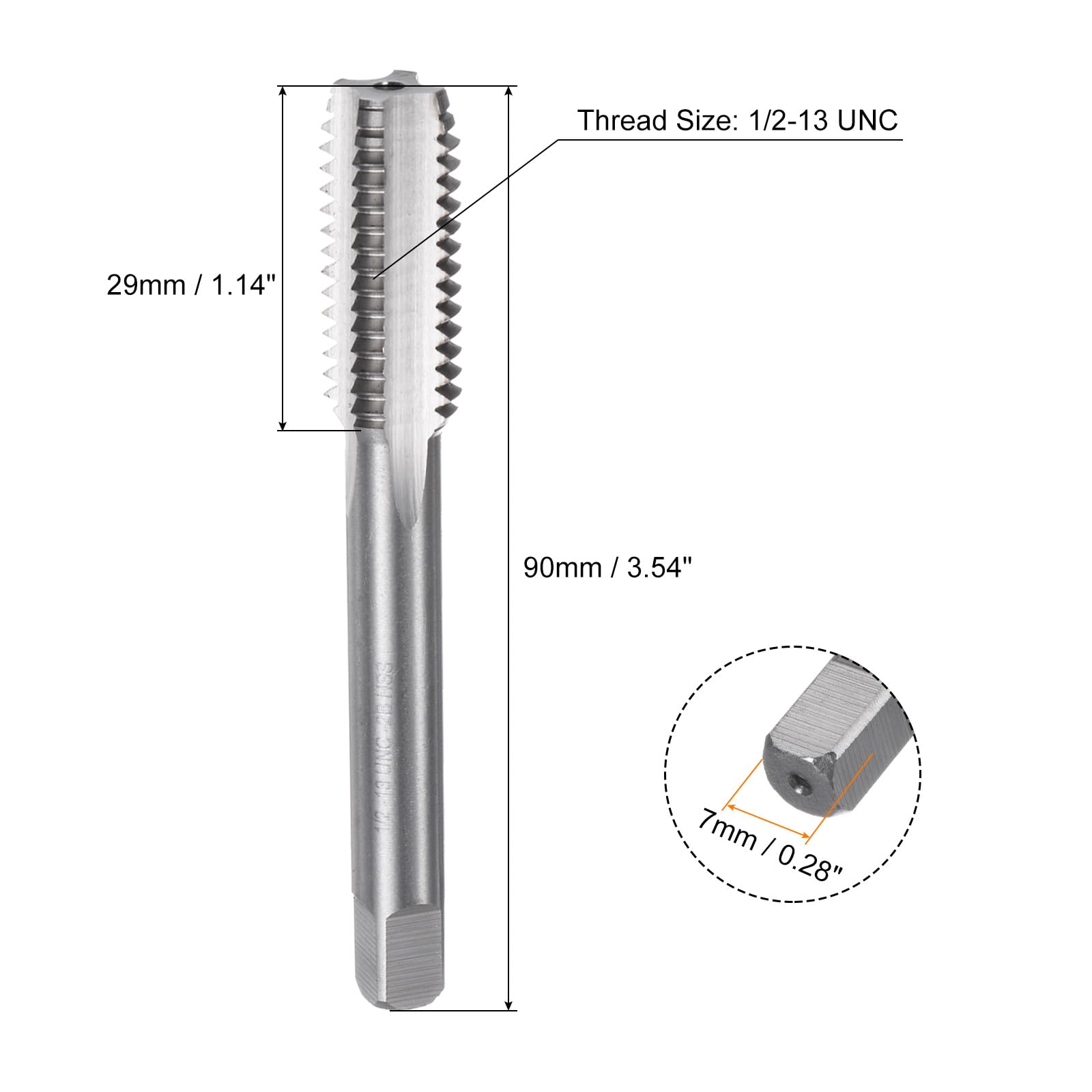 uxcell 3pcs Hand Tap Set, 1/2-13 UNC Taper/Plug/Bottom Thread Screw Taps, High Speed Steel Hand Threading Tapping Tool Kit