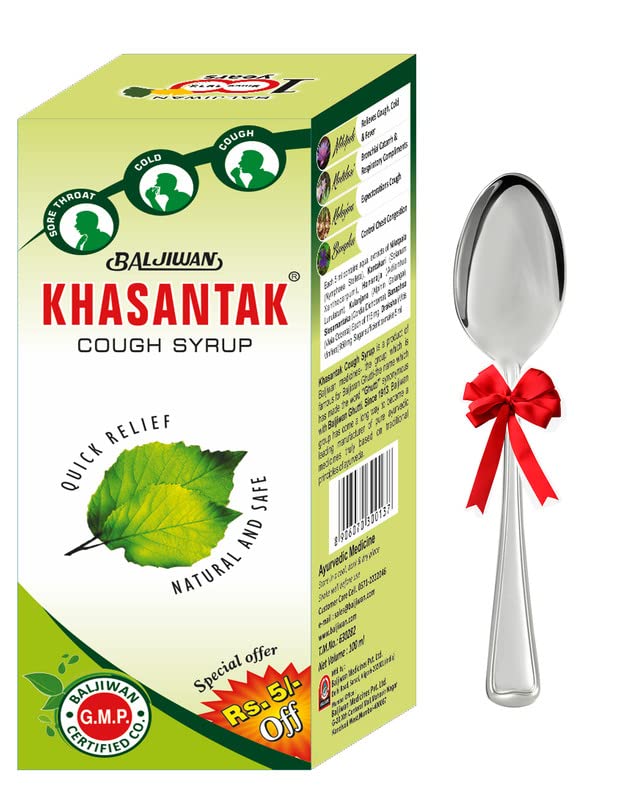 Baljiwan Khasantak Cough Syrup for Productive and Non-Productive or Mixed Cough, 100 Ml, (Pack of 1) with Free Spoon | Herbal Formula | Relieves Cough | Suitable for All Types of Cough (B09RF8Y6SS) Amazon Price History, Amazon Price Tracker