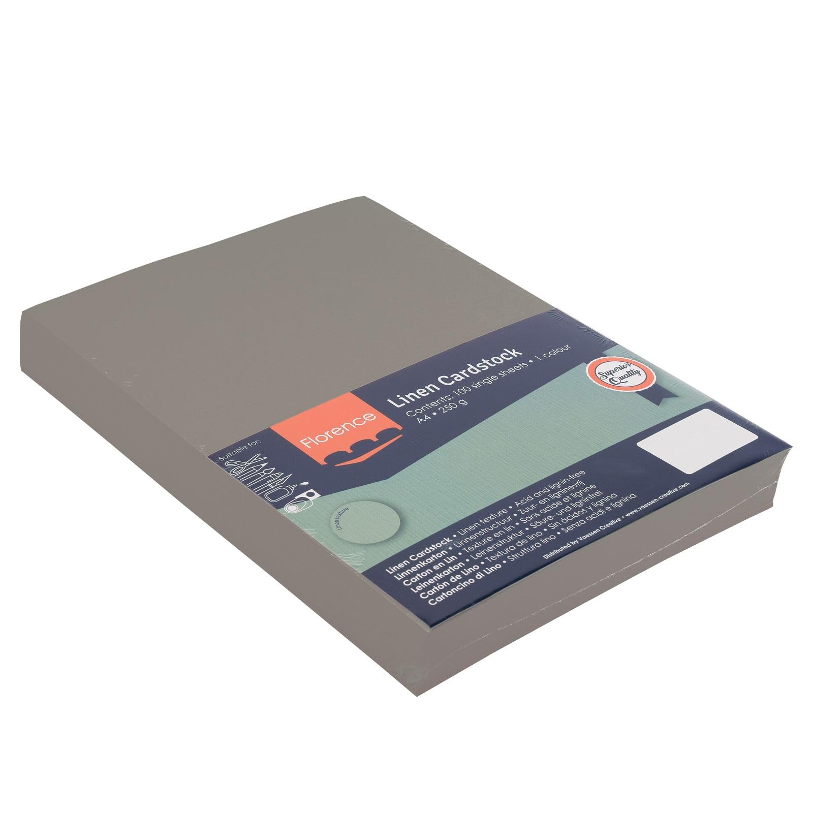 Florence Cardstock Linnenkarton A4-10 st. Knutselpapier met Linnenstructuur Off-White (Beige) 250 g - Knutselpapier voor Kaarten Maken, Scrapbooking en Journaling - Scheurvast