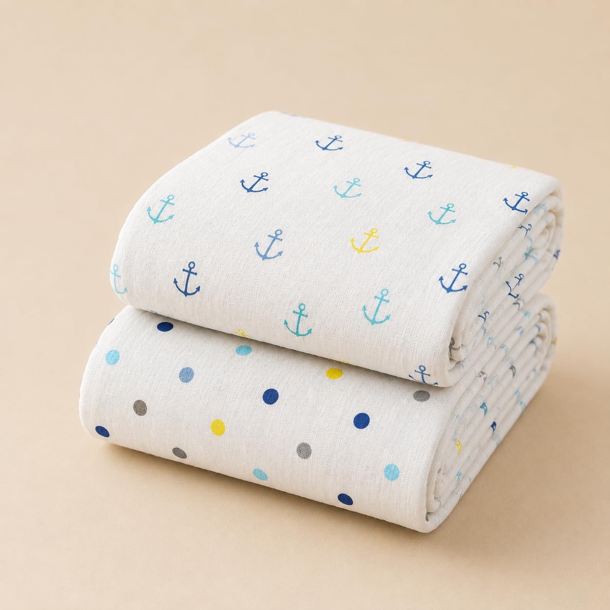 Organic Cotton Muslin Pack of 2 Baby Bath Towel Cotton Cloth Premium Baby Washable, Reusable, Absorbent, Extra Soft 120 X 120 Cm_ Anchor & Multi Dot-image-45