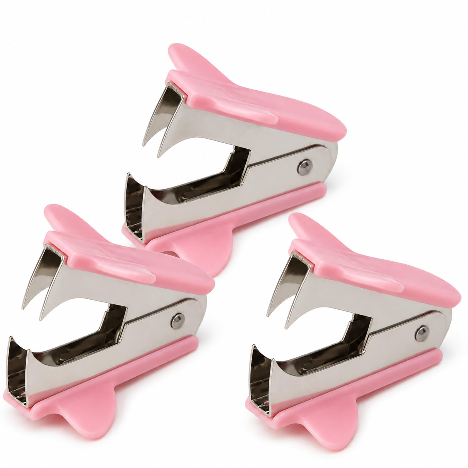 3 Stück Heftklammerentferner Rosa, Klammerentferner mit Breitem Fingergriff und Metallklaue, Entklammerer für Standardheftklammern, Dokumente, Papier, Büro, Schule, Zuhause und Schreibtisch
