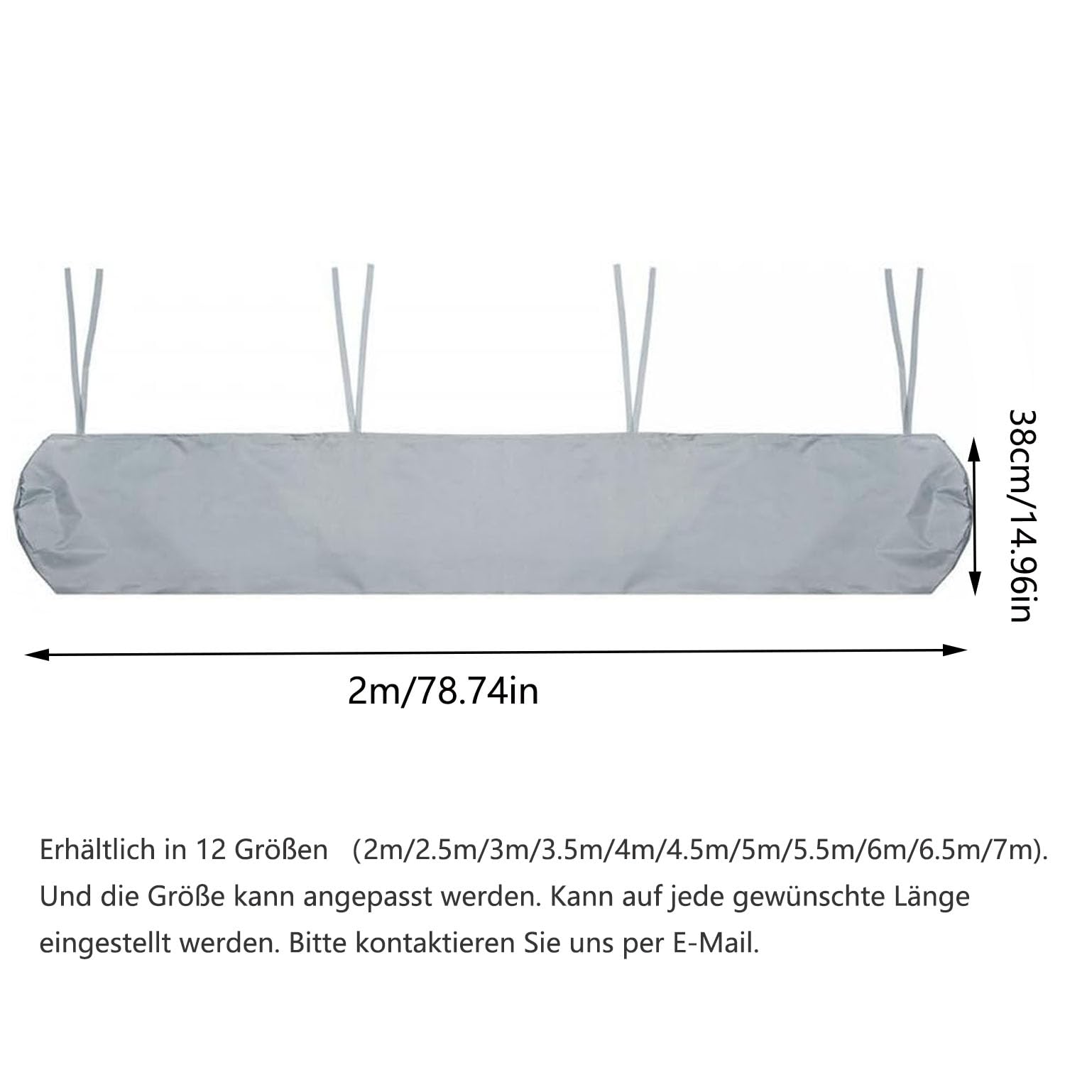JDMA 6M Markisschutzhülle für Markisen Wasserdicht Markisen, Hülle Abdeckung für Mobile Markise/Halbkasetten Markise/Standmarkiese/Standmarise USW. (Grau, 2) Jardín