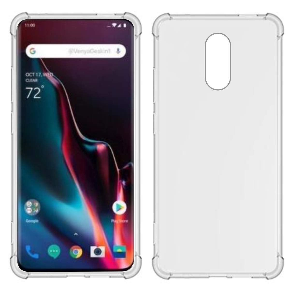 TiYa USTIYA Case for OnePlus 7 Clear 1+7 TPU Four Corners Protective Cover Transparent Soft