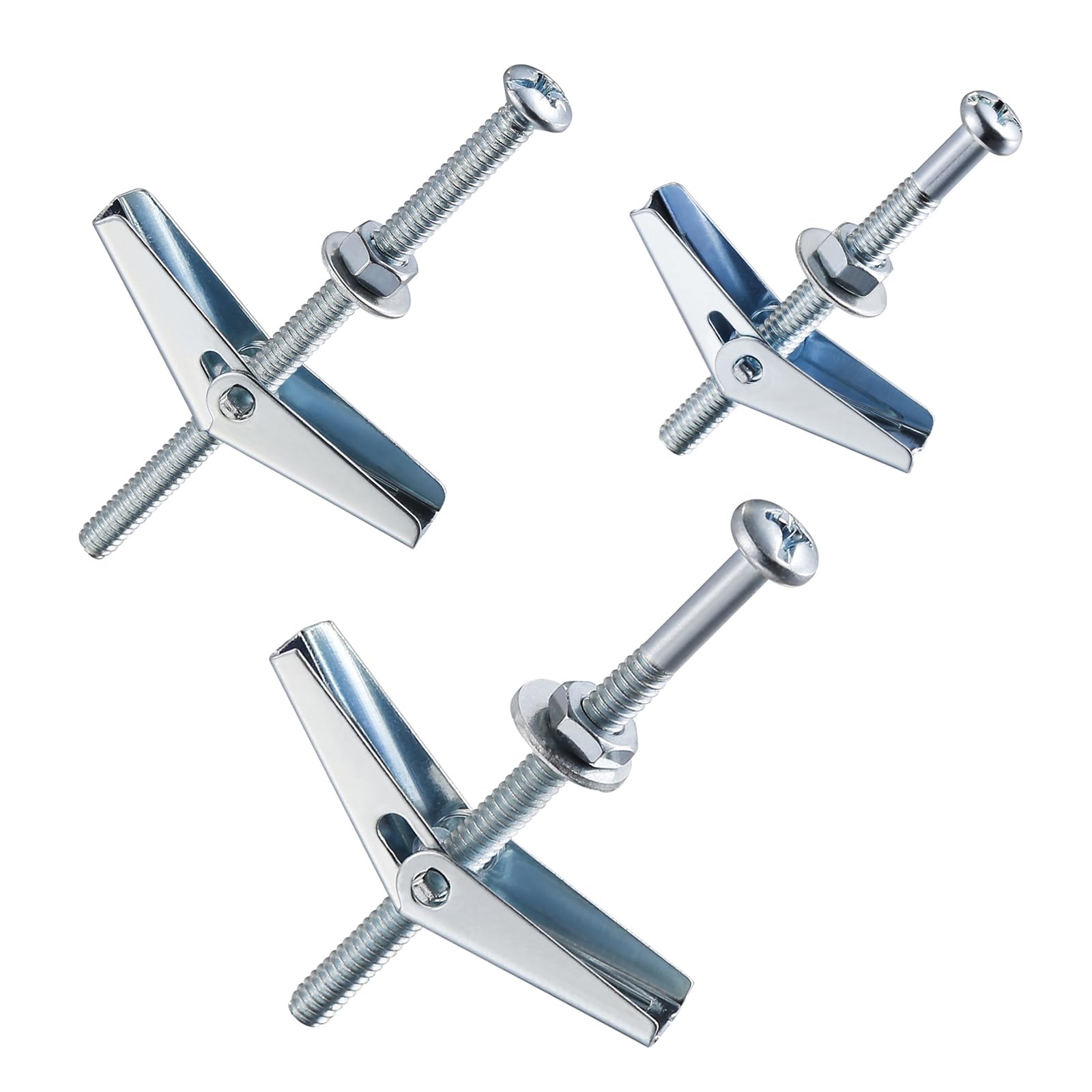 Wensilon 30pcs Heavy Duty Drywall Anchors and Screws Kit,1/8 10pcs 3/16 10pcs 1/4 10pcsToggle Bolts and Wing Nuts Set, Hollow Drywall Anchors Bolts Screws Assortment Kit for Hanging Lamps Heavy Items