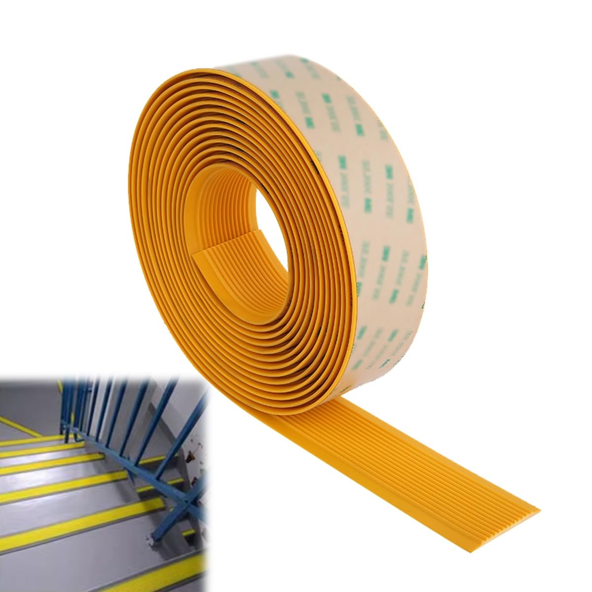 Protector de borde de escalera autoadhesivo antideslizante de goma para bordes de escalera, tiras antideslizantes de goma antideslizante para peldaños de tracción para escaleras, esquinas, bordes de