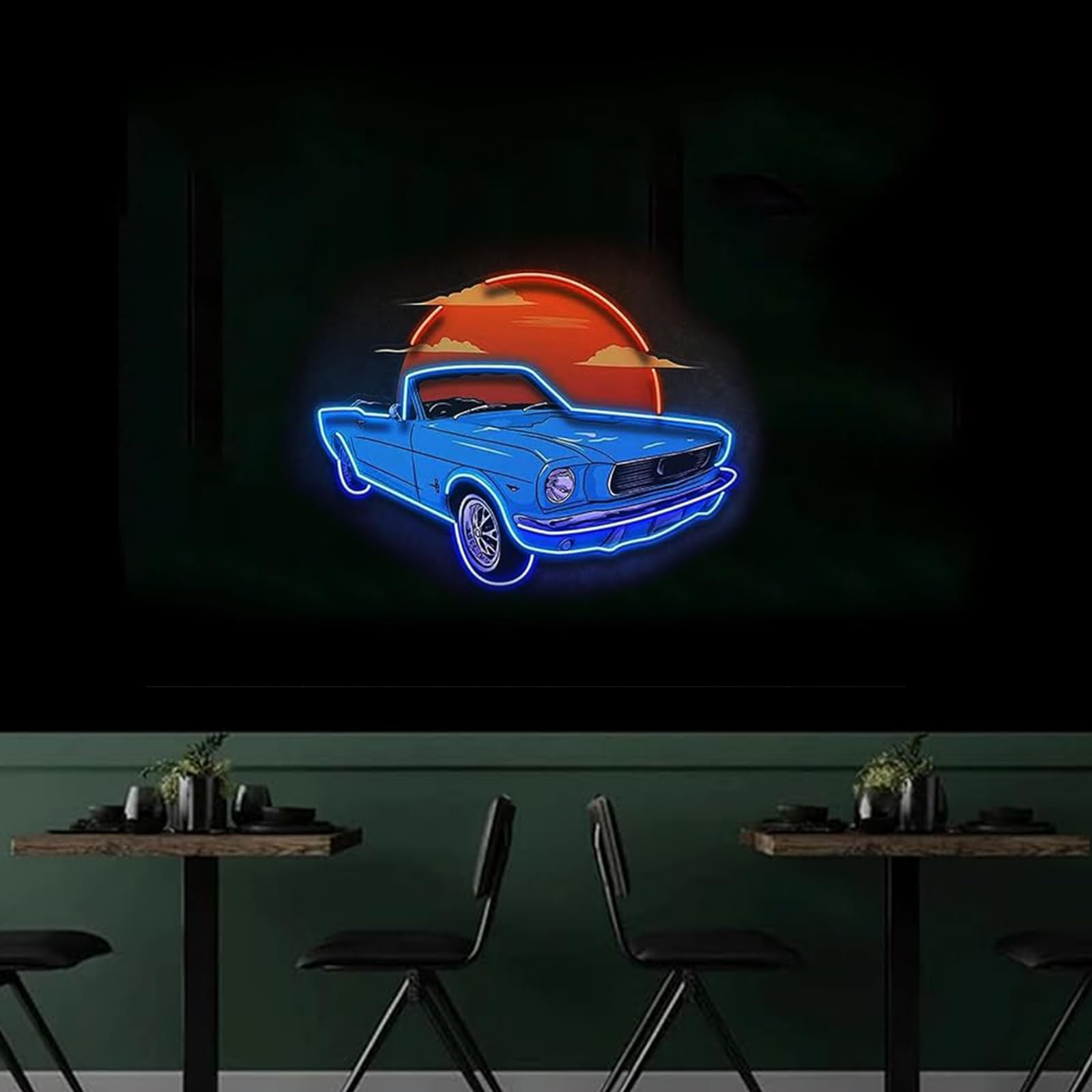 Stadt Sonnenuntergang Neon Zeichen Cowboy UV gedruckt Neon Zeichen LED Lichter für Schlafzimmer Buch Club Mann Höhle Pub Geschäft Bar Strandzimmer Wanddekoration USB Dimmer