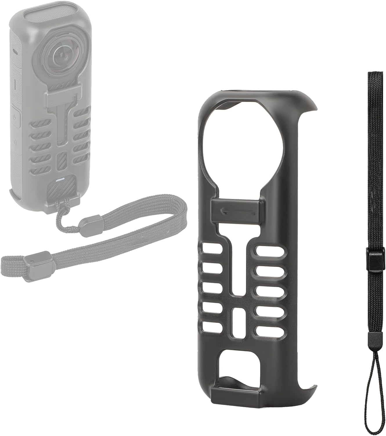 ZGZUN Temperature Sensor Back Clip Compatible for Insta360 X4 Camera Thermo Grip Cover Temperature Control Protective Case with Hand Strap Lanyard for Long Time Recording 8K Video