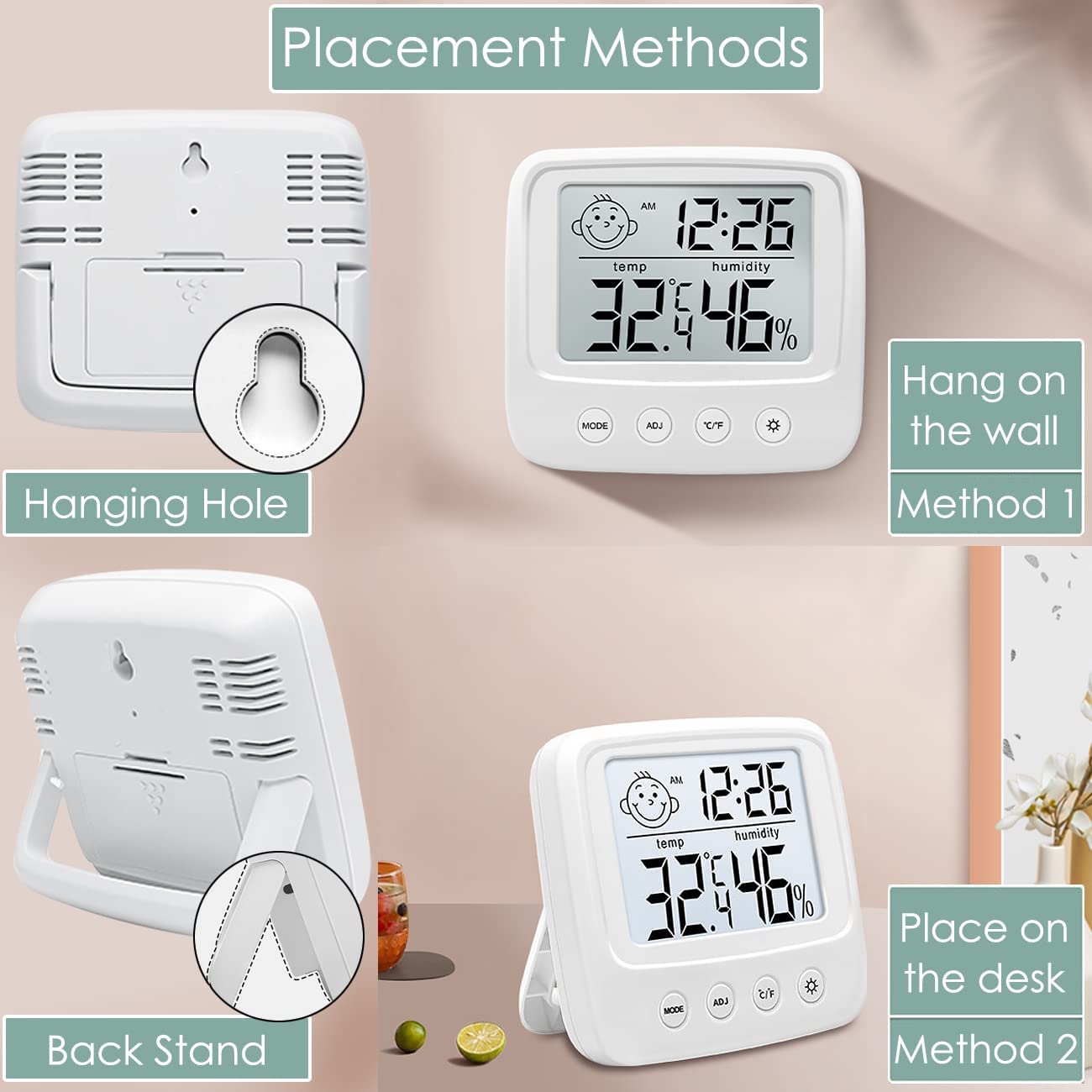 Termometro Igrometro Digitale - Misuratore Temperatura E Umidità Con Emoji