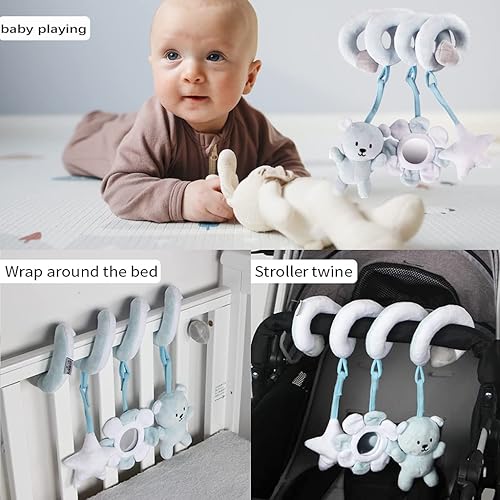 Shenglong Juguetes de asiento de automóvil para bebés de 0 a 6 meses, juguetes de cochecito en espiral para bebés recién nacidos de 0 a 3 meses,