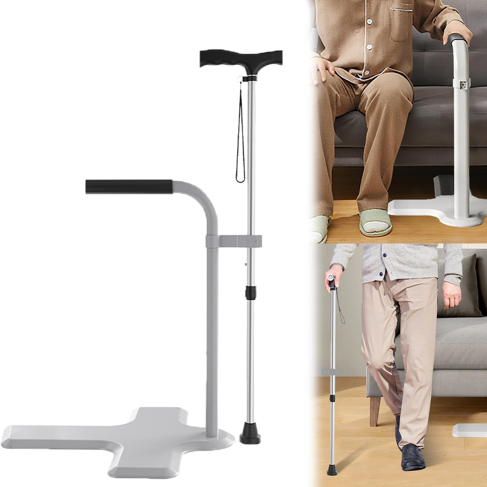 Soporte para sofá, ayuda para levantarse de la silla, con muletas de altura ajustable, ayuda para levantarse de sofá, ayuda de elevación, adecuado para personas mayores, embarazadas y discapacitados