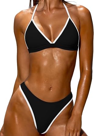 Womens Triangle Bikini Sets Two Piece Cross-Back Bathing Suit