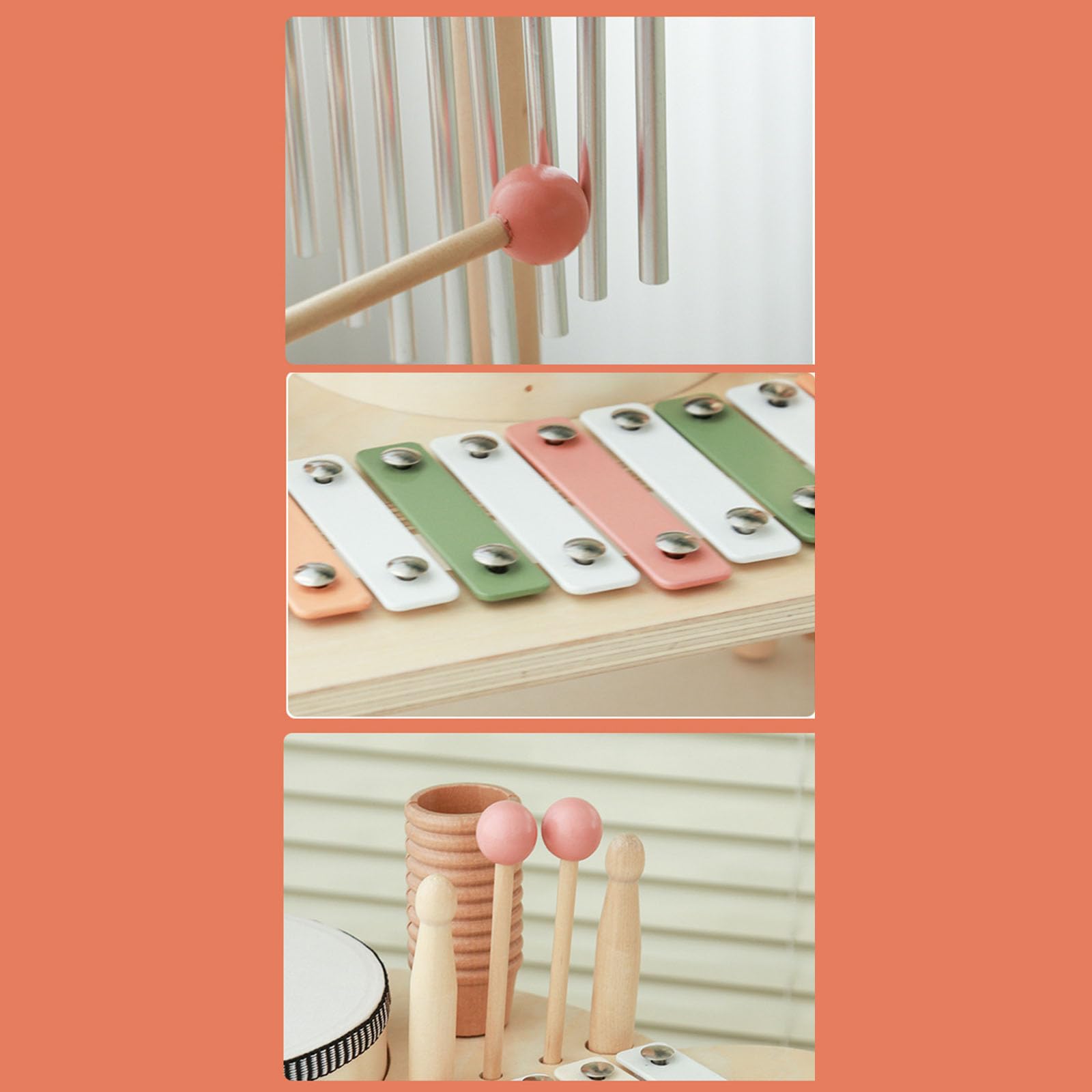 De música Multifuncional para niños pequeños, Tambor y xilófono, Juguete de Aprendizaje de Madera, Instrumentos Musicales, Juguete Musical para bebés