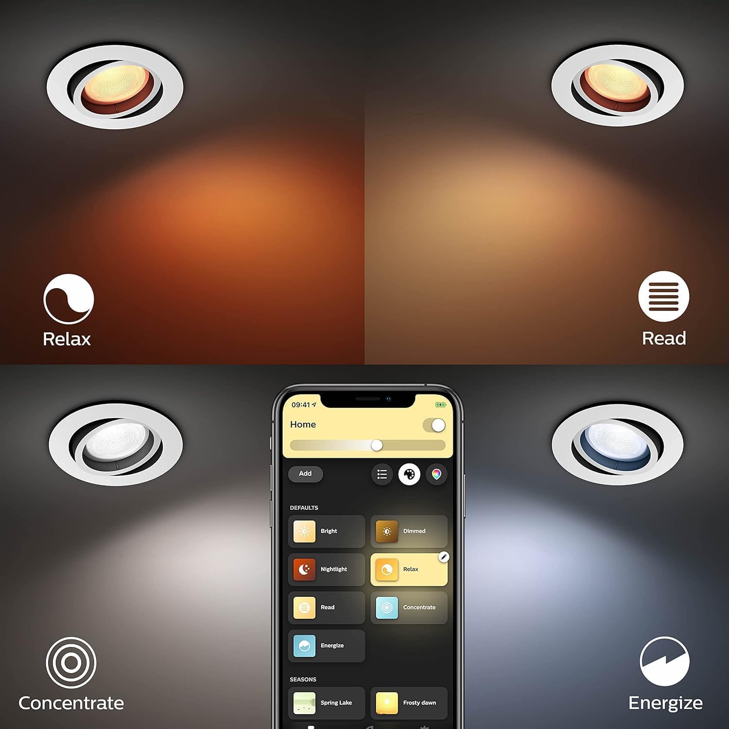 Philips Hue Centura Foco Empotrable LED Inteligente Redondo, 350 lm, 5.7W, Luz Blanca y de Colores Regulable, Control Voz y App, Compatible Alexa, Google Home, Samsung SmartThings y Apple Home, Blanco