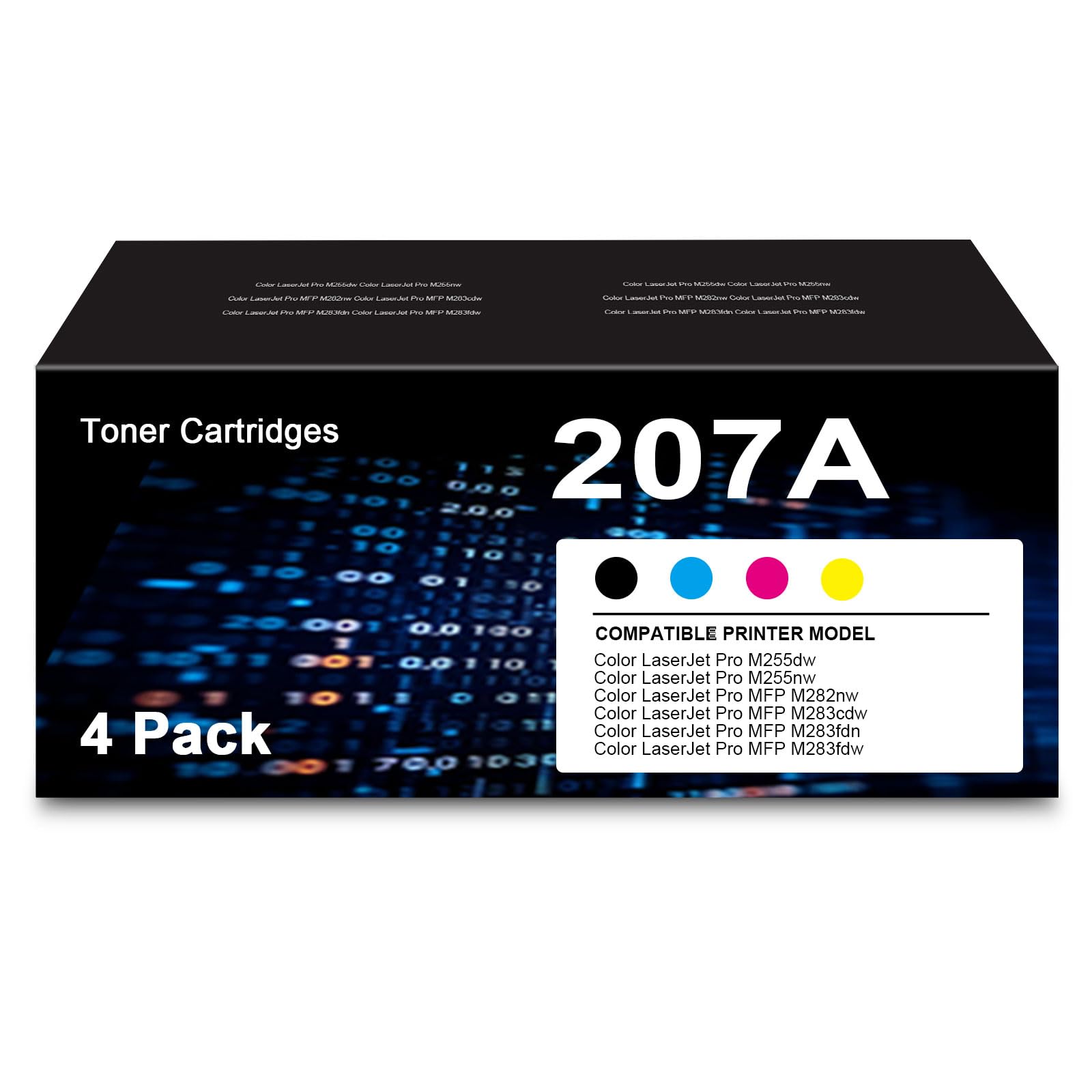 Z chipem 207A kartusz z tonerem do HP Color Laserjet Pro MFP M283fdw M255dw M283fdn M282nw M255nw W2210A W2211A W2212A W2213A - czarny cyjan żółty magenta (4 sztuki)