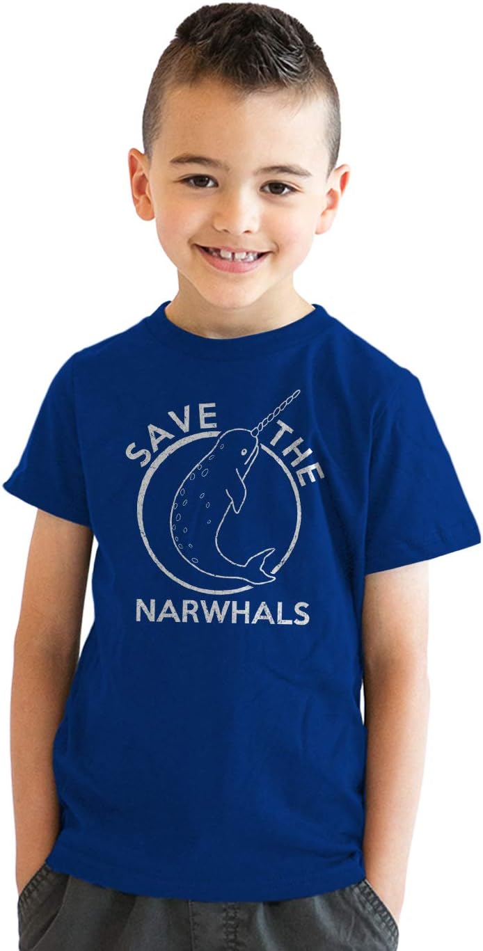 Crazy Dog T-ShirtsYouth Save The Narwhals Tshirt Funny Narwhal Unicorn Shirt for Kids