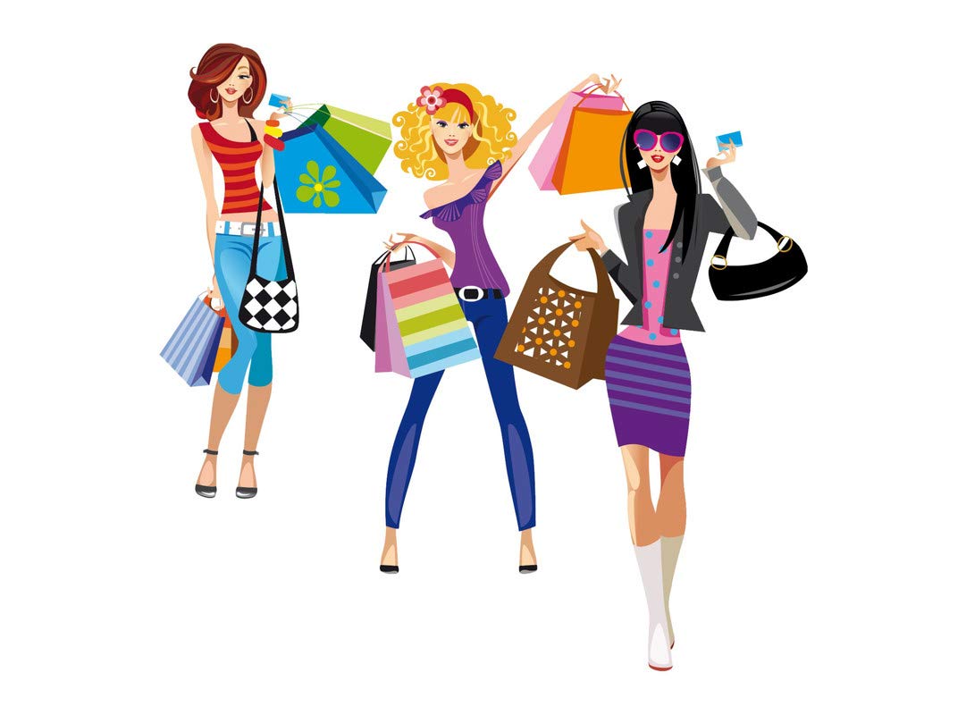 DivineDesignsShopping Girls Wall Sticker (Size :- 61 X 61 cm) | Wall Sticker for Living Room/Bedroom/Office and All Decorative Stickers