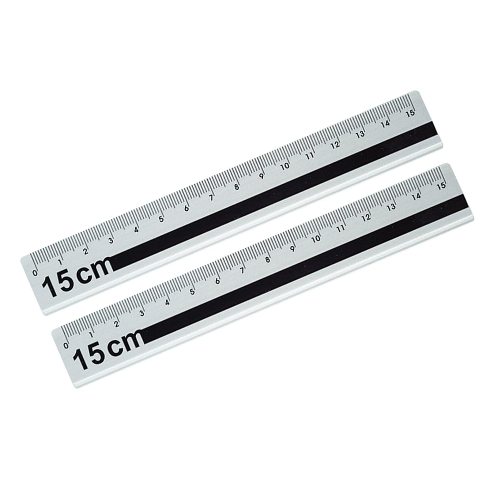 Msioytog Black 2Pcs 15Cm Straight Ruler Featuring Clear Scale Aluminum Ruler For Engineering Drawing And Daily Use Aluminum Measuring