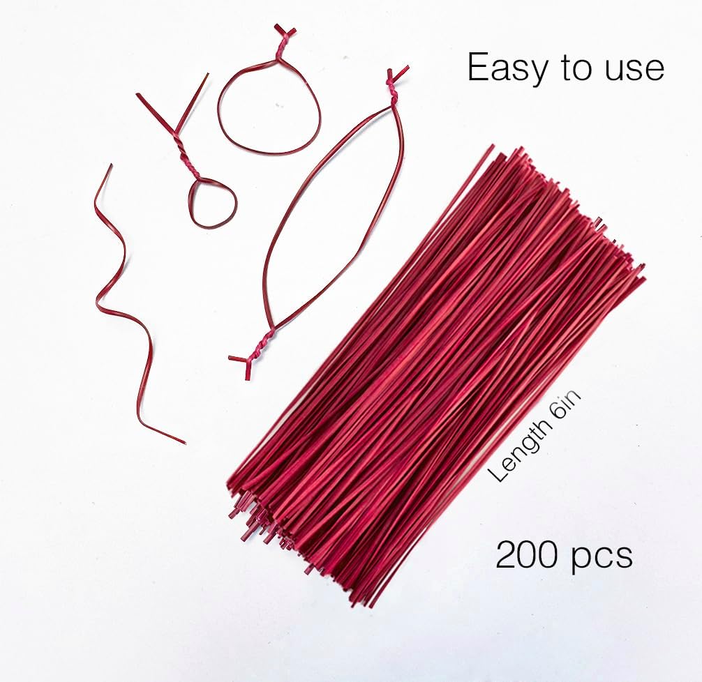 200 Pcs 6" Garden Plastic Plant Twist Ties Reusable Red Cable Ties for Climbing Plant Support, Christmas Tree, Bags, Gardening Activity.(Red) image 2