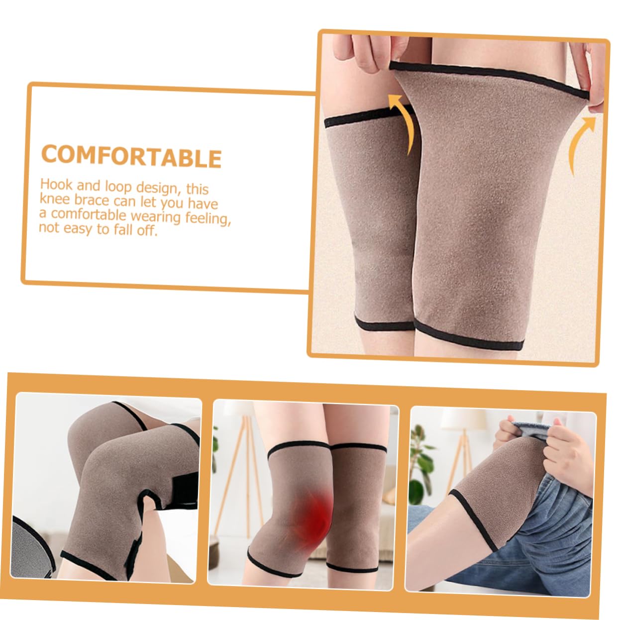 COOLHIYA 1pair Knee Sleeves for Running and Cycling Elastic Knee Support Hook and Design Comfortable and Versatile for Sports Activities Xl in Color