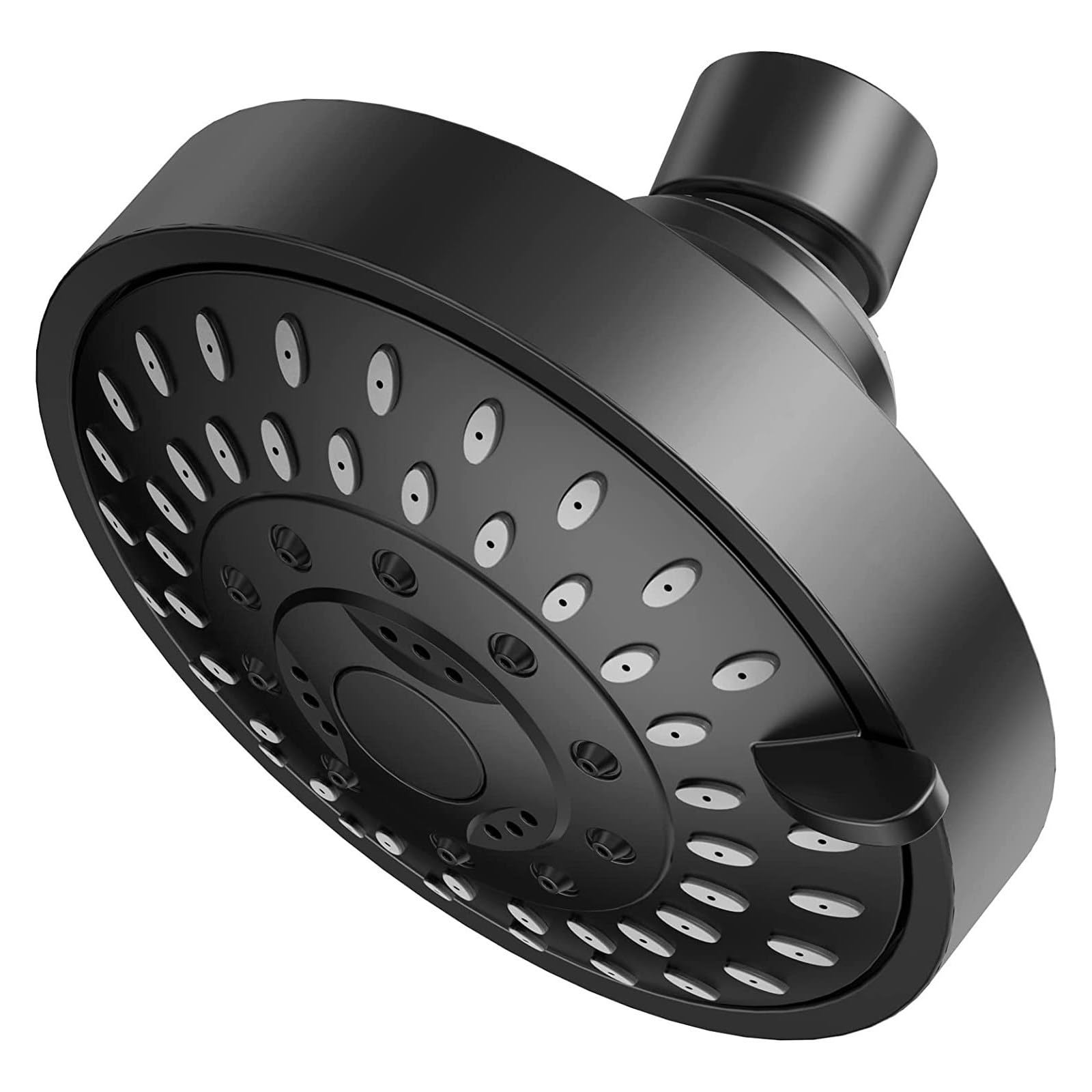 Rociador para Ducha, Redondo 10 CM Alcachofa de Ducha Cabezal de Ducha de ABS Rociador de Ducha con Jets de Silicona 5ta Marcha Placa de Ducha Ángulo Ajustable