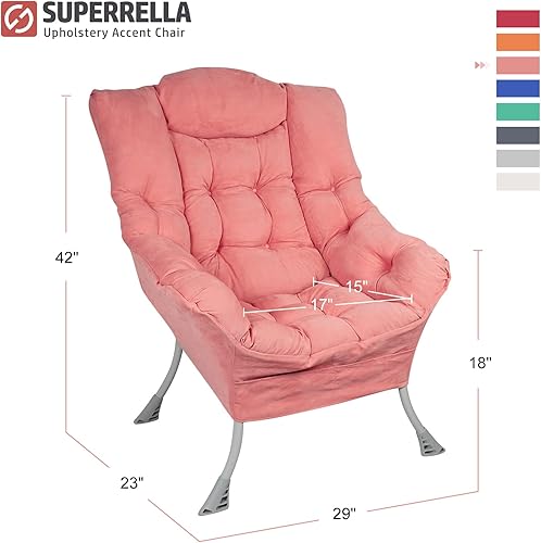 Miniatura 31 de Silla moderna de acento suave para sala de estar, sillón individual tapizado, respaldo alto, sofá perezoso (gris dorado) Gris dorado,Azul
