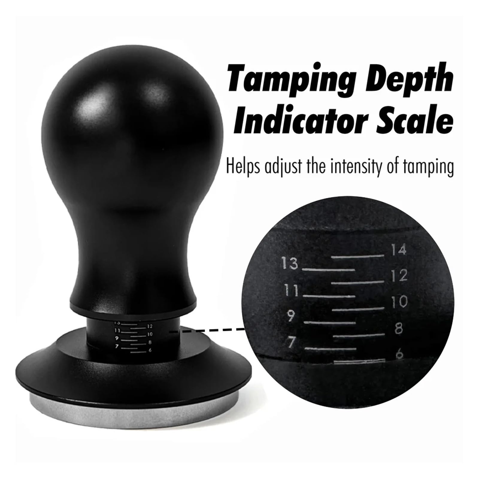 Tamper de café con resorte de 51mm, 53mm, 58mm, mango redondeado de 15lb, herramienta de compactación autonivelante con Base ondulada de 54mm Café y té(53mm(54mm))