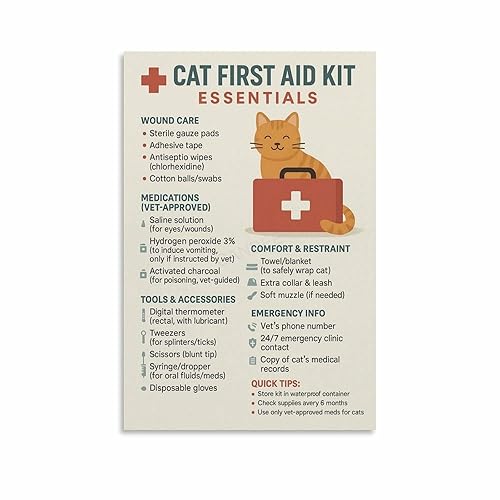 Cat First Aid Kit Essentials Poster Knowledge Guide (2) Canvas