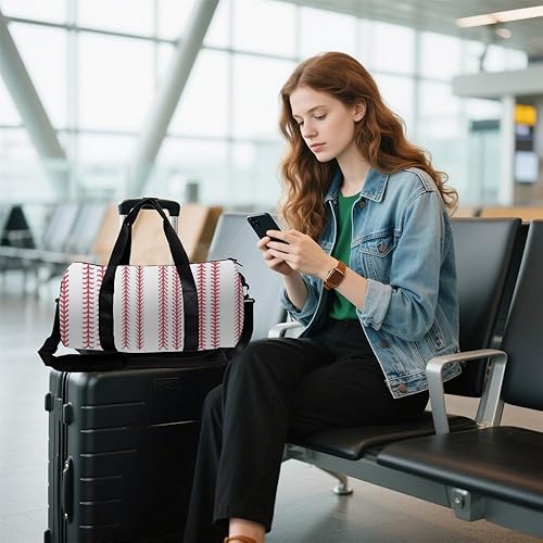 Miniatura 7 de Lines In Retro Style Easy Clean Gym Bags For Women Oxford Tote Bags Adjustable Shoulder Strap, Convertible Carry Backpack Cute Gym Bag For Baseball