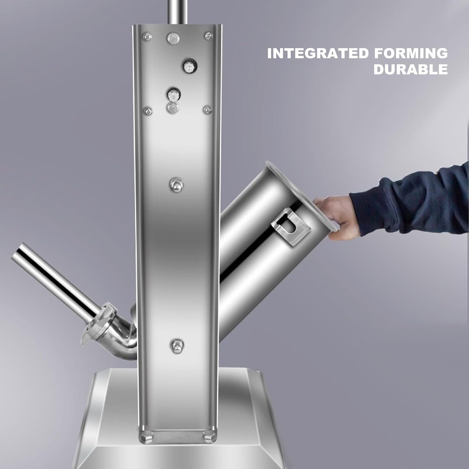 Manual Sausage Stuffer Maker, 2L Stainless Steel, Vertical Design, Four Stuffing Tubes - Efficient Filling, Easy Cleaning, Ideal for Home Sausage Making