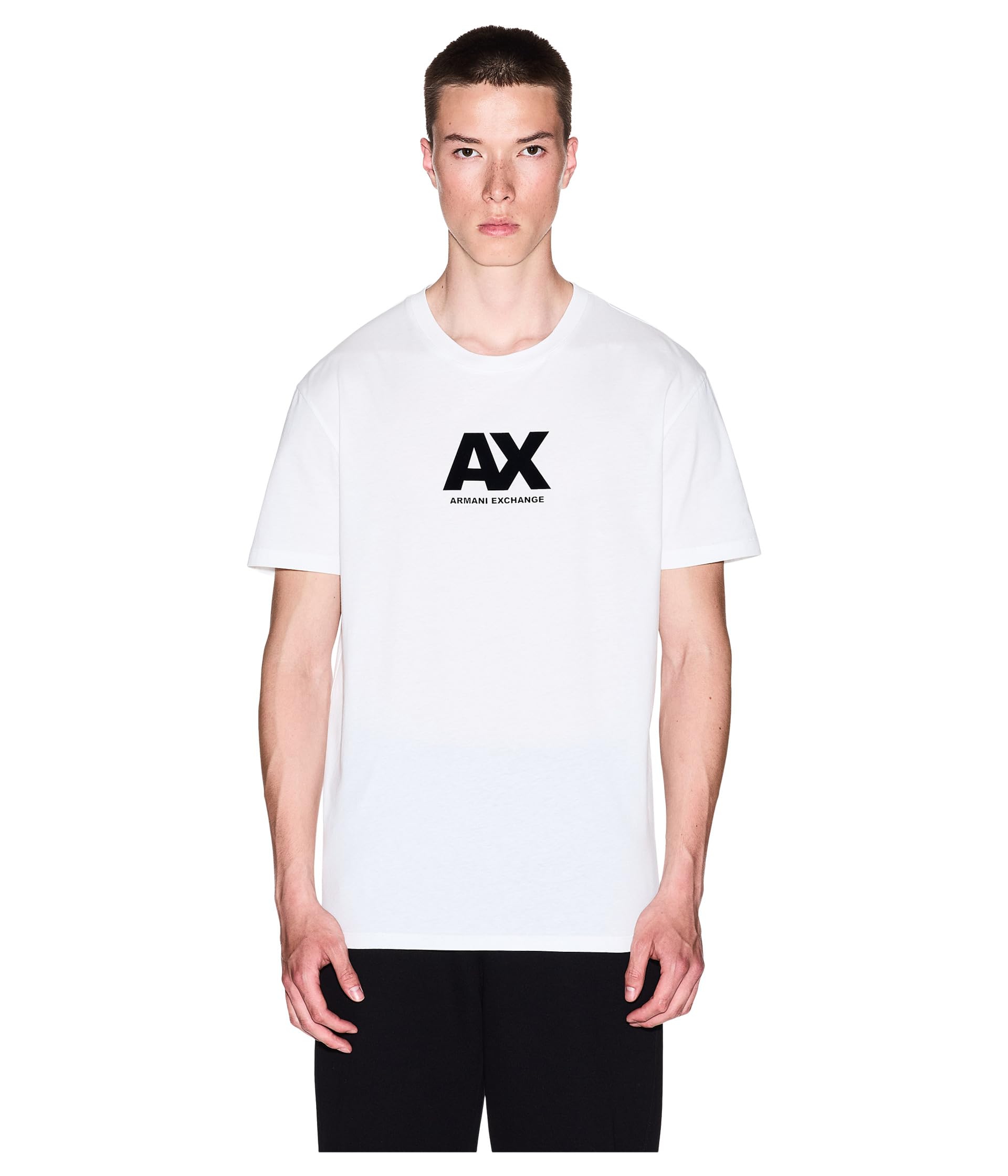 Armani Exchange Men's Short Sleeve Printed Logo Round Collar T-Shirt (Pack of 1), Off White, XXL