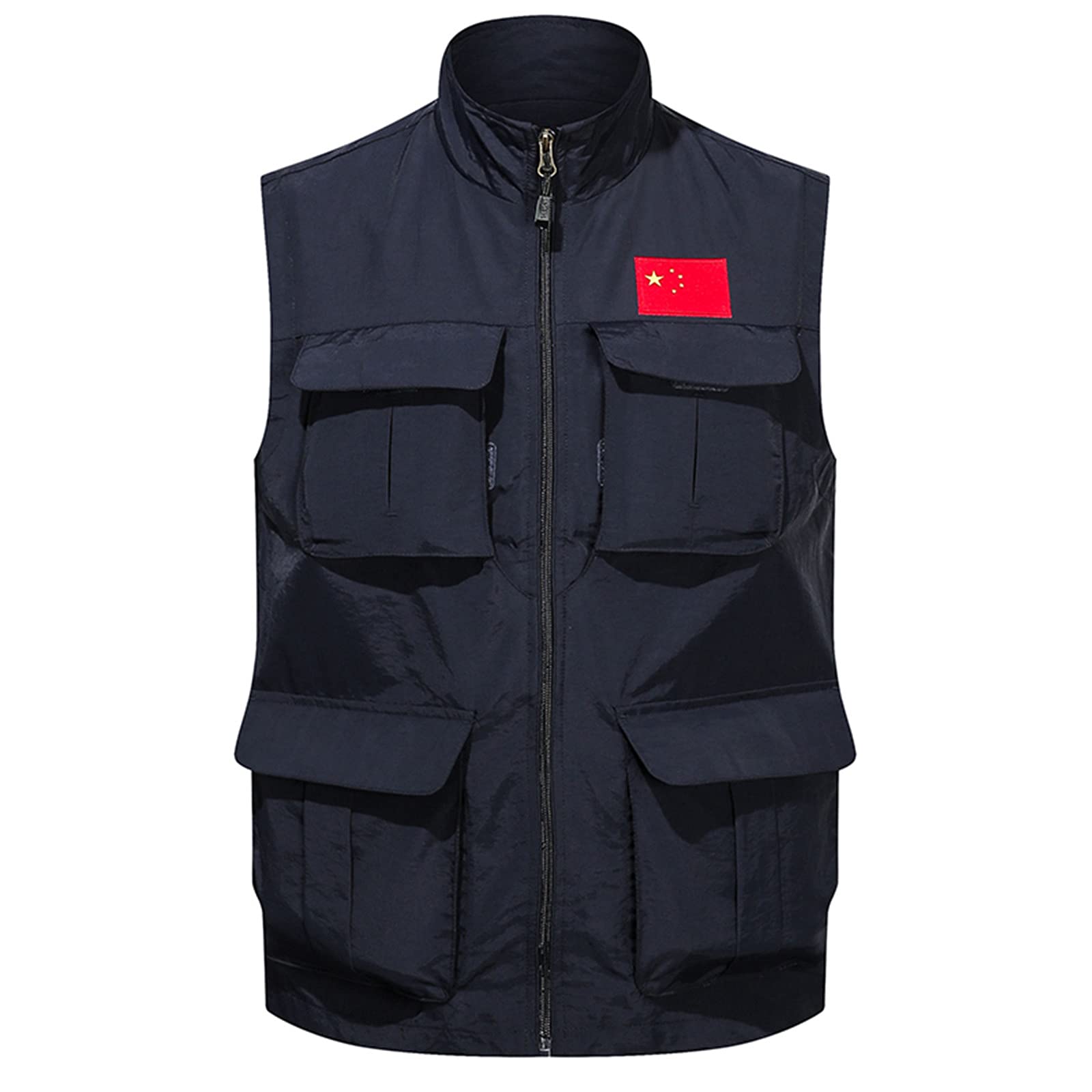 Chaleco para hombre, cuello alto, escalada, senderismo, trabajo, sin mangas, con muchos bolsillos, multiherramienta de alta capacidad