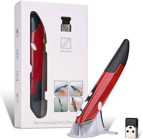 Miniatura 8 de Lychee Ratón óptico inalámbrico de bolsillo, 2.4 GHz USB inalámbrico óptico mini ratón de aire para PC, portátil, computadora portátil Mac (rojo)