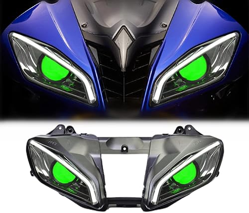 Miniatura 8 de KT - Faro LED de fibra óptica para Yamaha R6 2008-2016 V2 Ojo de demonio azul, Green Demon Eye, Orange Demon Eye, Ojo de demonio rosa, White Optical