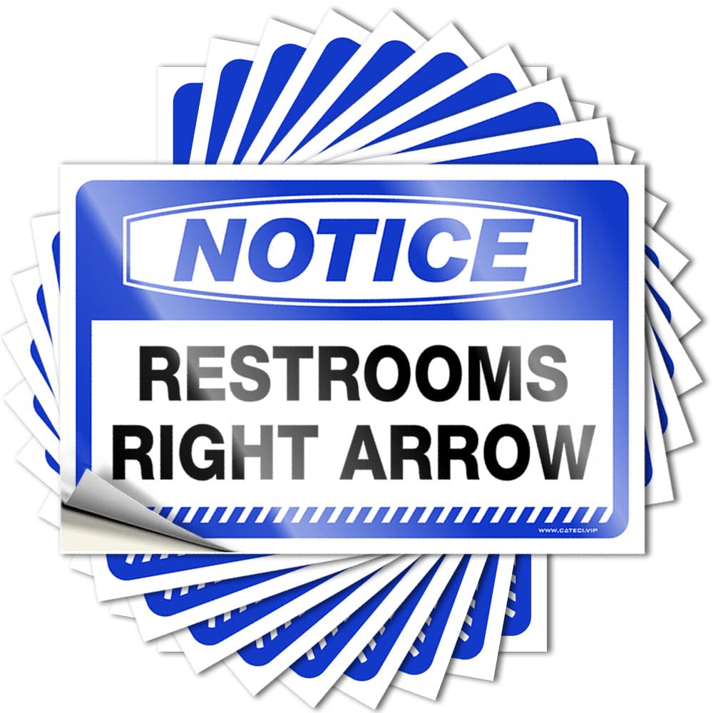 Outdoor Porch Decor Helmet Funny Sticker - Notice Restrooms Right Arrow Metal Durable Sticker Easy Apply for Stone Decor(12X18CM)