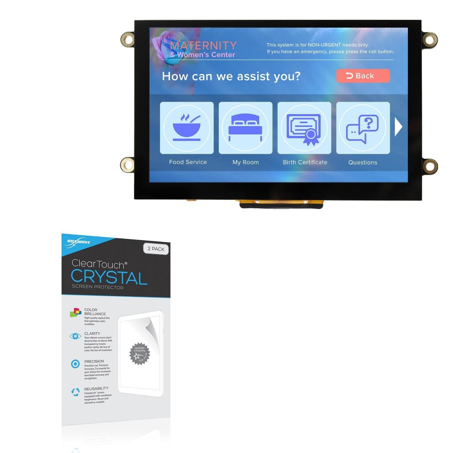 BoxWave Screen Protector Compatible with Newhaven Display NHD-5.0-HDMI-N-RTXL-CTU - ClearTouch Crystal (2-Pack), HD Film Skin - Shields from Scratches