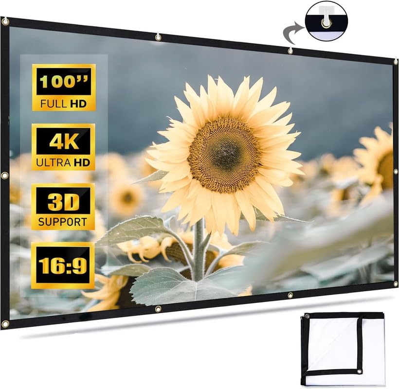 Image of Spline 250 inch, Matte White Screen, 16:9, Foldable, Anti-Crease, Projector Screen for Home Theater /Outdoor Indoor Projection Support (Sale Price is Live & This Price is Live only for Limited time)