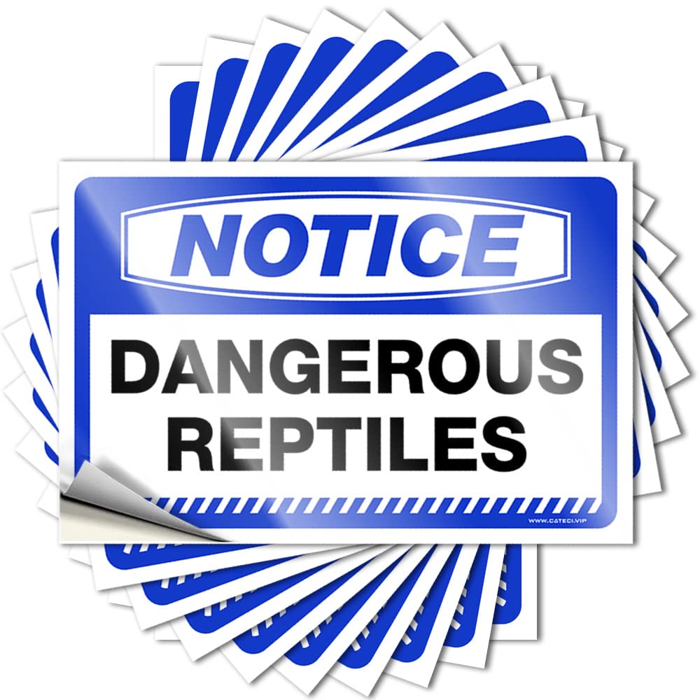 Prank Stickers for Adults Notice Dangerous Reptiles Stickers 10 Pcs Funny Sticker Warning Sticker(8X12CM)