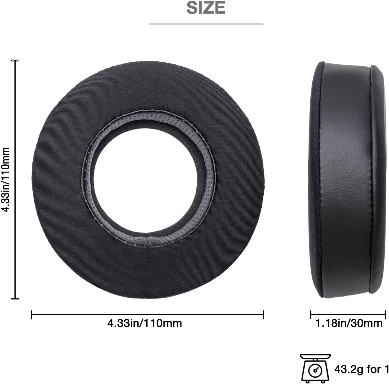 Larger Size 100mm Cooling Gel Over Ear Pads Replacement Cushion Compatible with Grado SR80 SR80x SR80E SR60 SR60i GS1000 SR325 SR225 RS1 and More