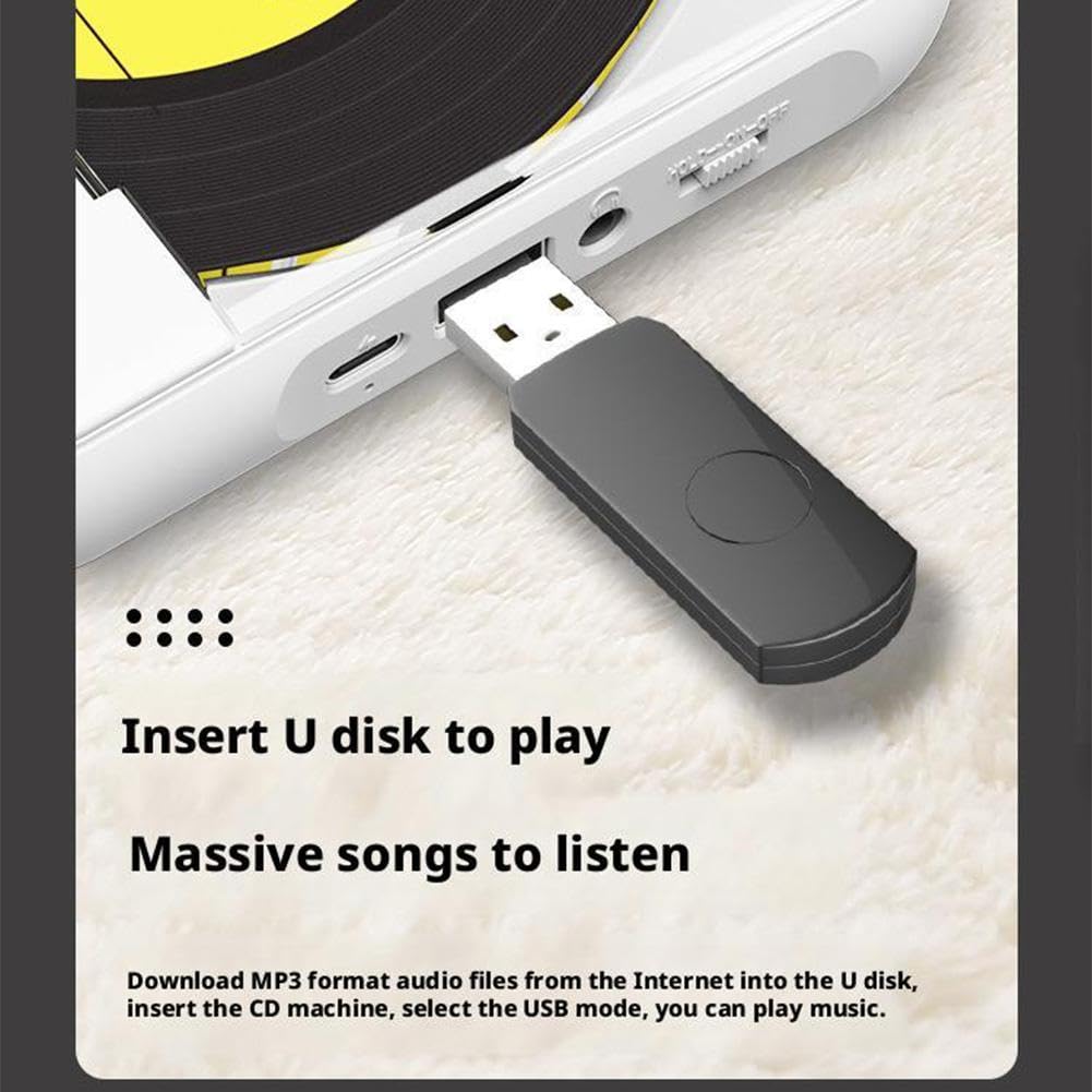 Reproductor de CD portátil con sonido Bluetooth Hi-Fi, batería recargable, compatible con CD/CD-Rw/Mp3, sin necesidad de enchufar (auriculares + orejeras) (verde)