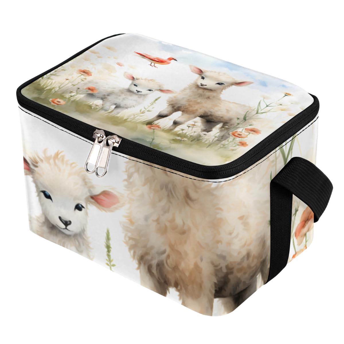 GzLeyigou Lunch Bags for Women Men 9 Cans,Alpaca Llama Bird Hot & Cold Food Delivery Bag Insulated Grocery Bag Insulated Lunch Box Nature Cooler Bag for Office Work Picnic Beach