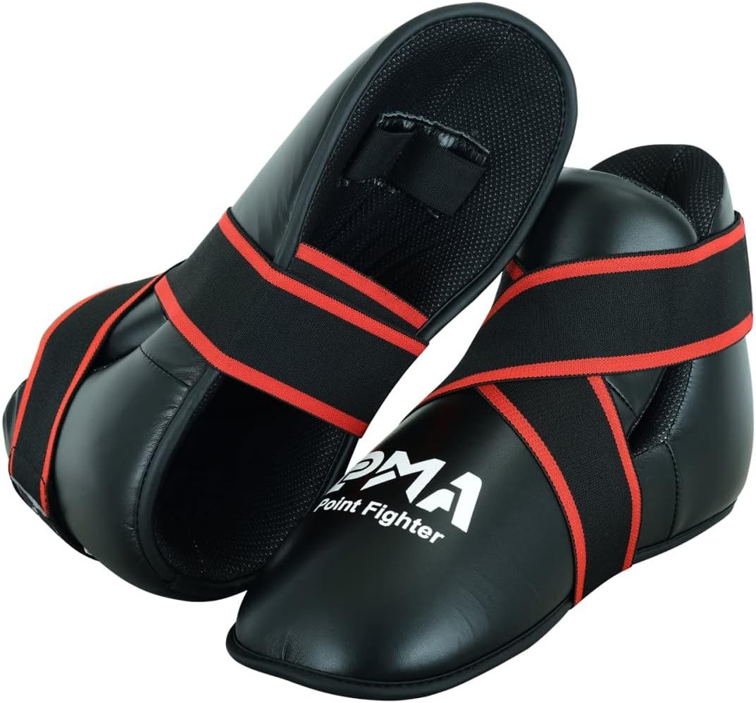 Martial Arts Black Competition Vinyl Semi Contact Sparring Boots - NEW (Small)
