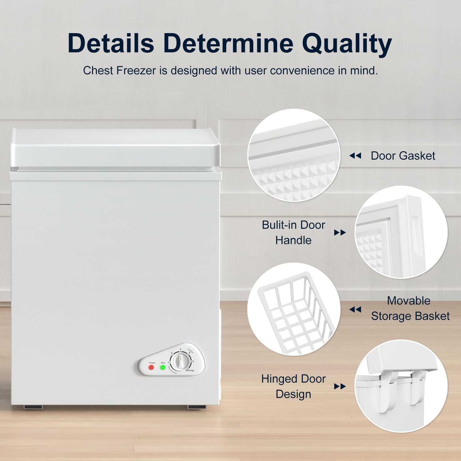 Tabu 10 Cubic Feet Chest Deep Freezer, Large Freestanding Chest Freezer With 7 Level Adjustable Temperature& Removable Storage Basket, Top-Opening,Energy Saving, Black on Fridge.com - View 5