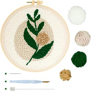 Punch Needle Kit for Beginners Adults Kids Easy Punch Needle Embroidery Kit Tool Threader Fabric Embroidery Hoop Yarn Rug Punch Needle