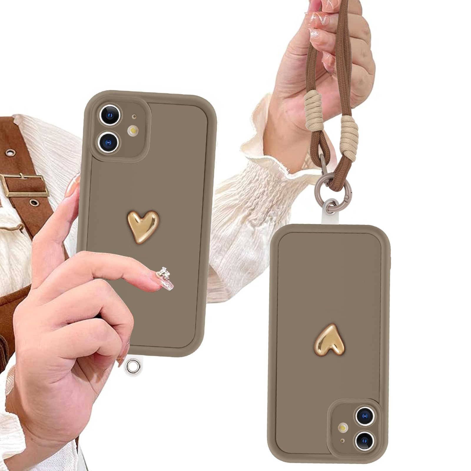 Custodia per iPhone 11 con nastro, resistente agli urti, trasparente