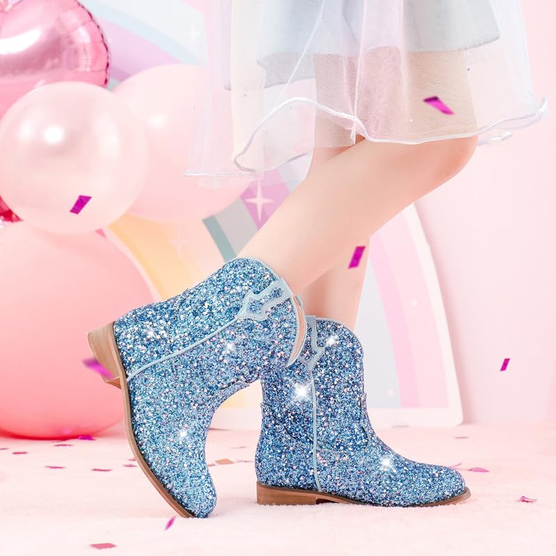 Image of Motasha Toddler Girls Cowgirl Boots Glitter Toddler Cowboy Boot Ankle Girls Boots Little Kids Horse Riding Shoes Party Birthday