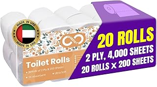 Brandsfinity Toilet Tissue Paper - Pack of 20 Rolls x 200 Sheets per Roll