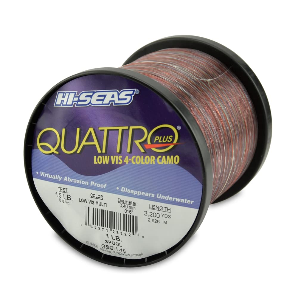 Hi-Seas Quattro Monofilament Line, 15 lb / 6.8 kg Test.016 in / 0.40 mm Dia, 4-Color Camo, 3200 yd / 2926 m โ image 1